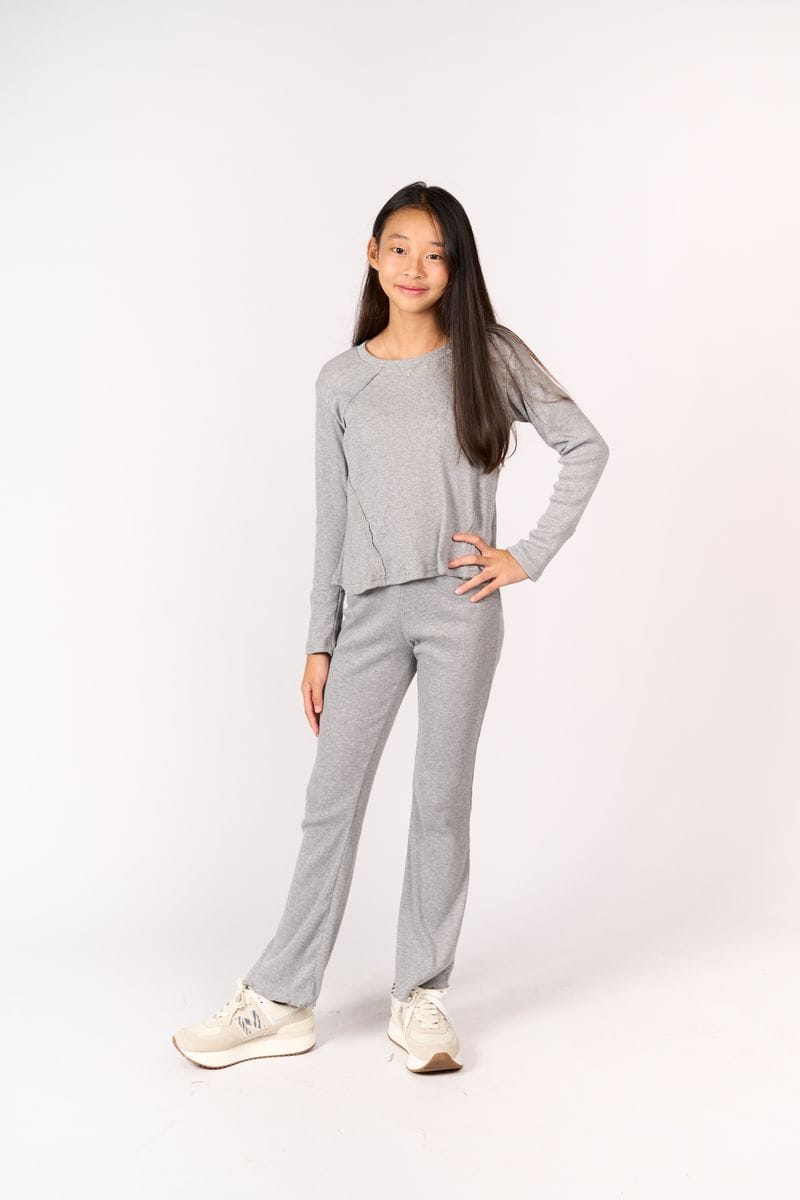 Mya Top Rib in Light Grey