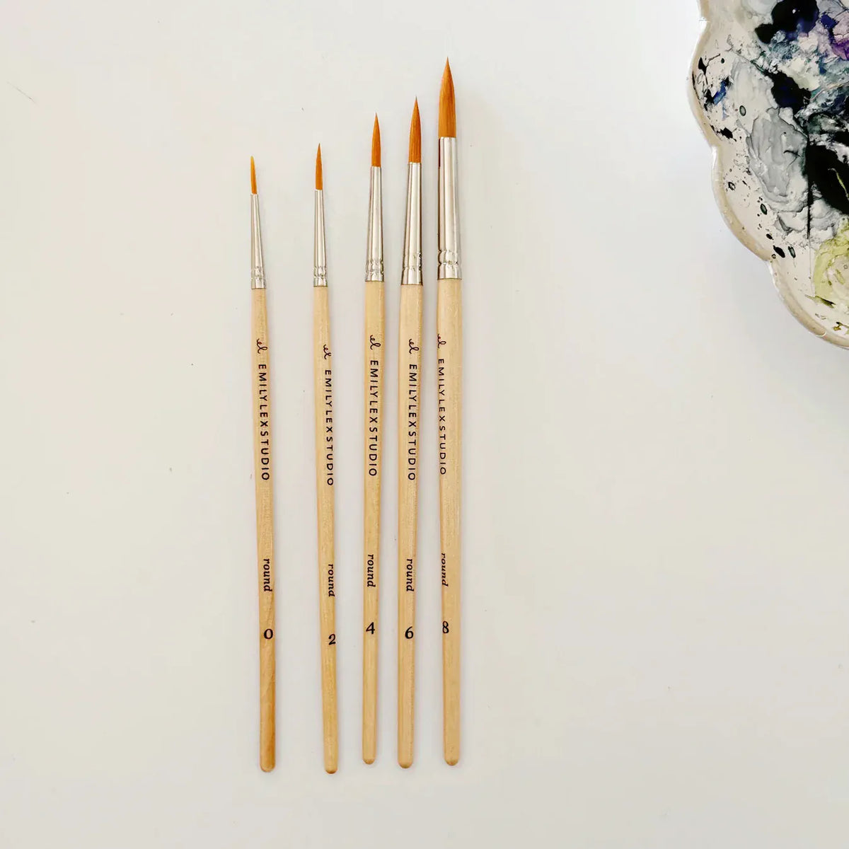 Emily Lex Studio Watercolor Paintbrush Set of Five Wood Brushes - Little Miss Muffin Children & Home