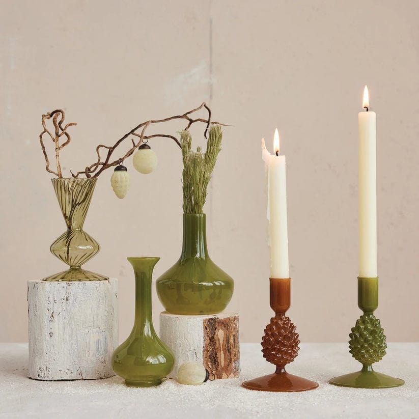 pinecone candle holder glass