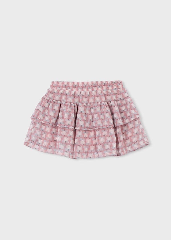 pink chiffon mini skirt