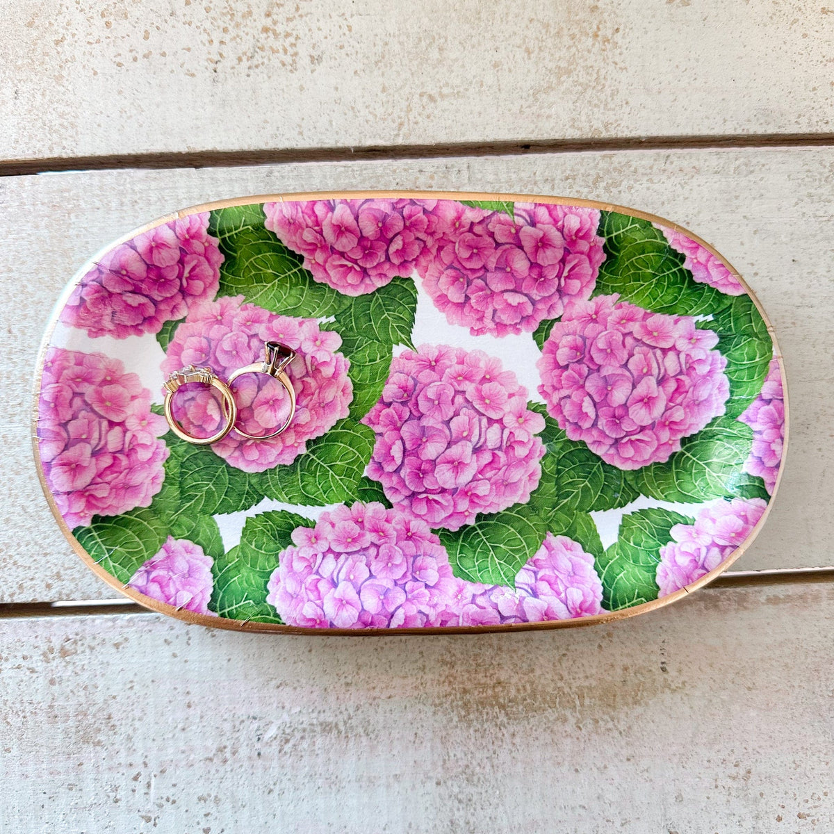 pink hydrangea platter