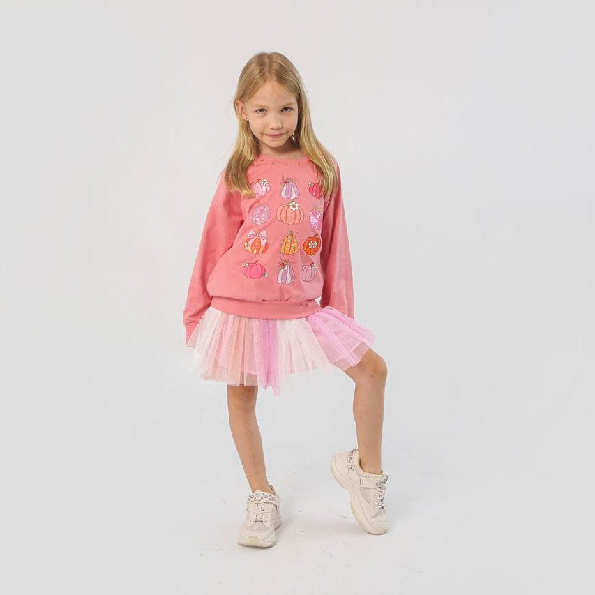 girls pink pumpkin sweatshirt