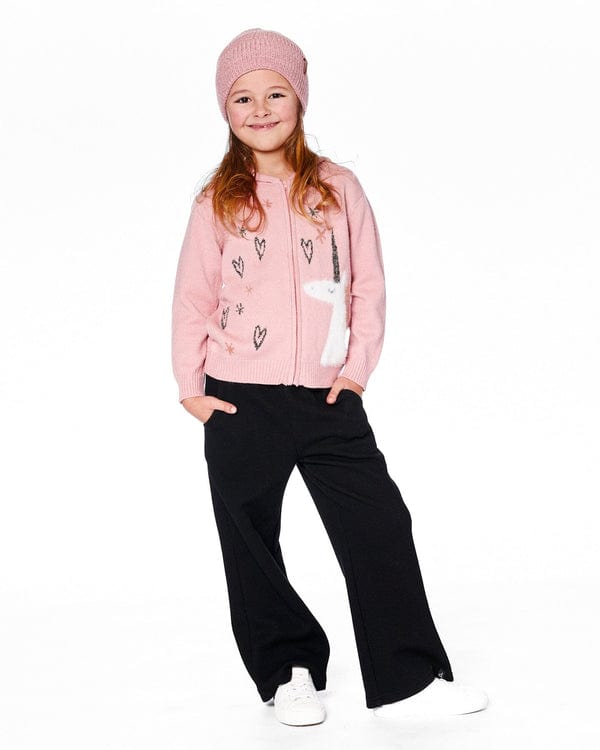 girls pink zip up jacket with unicorn