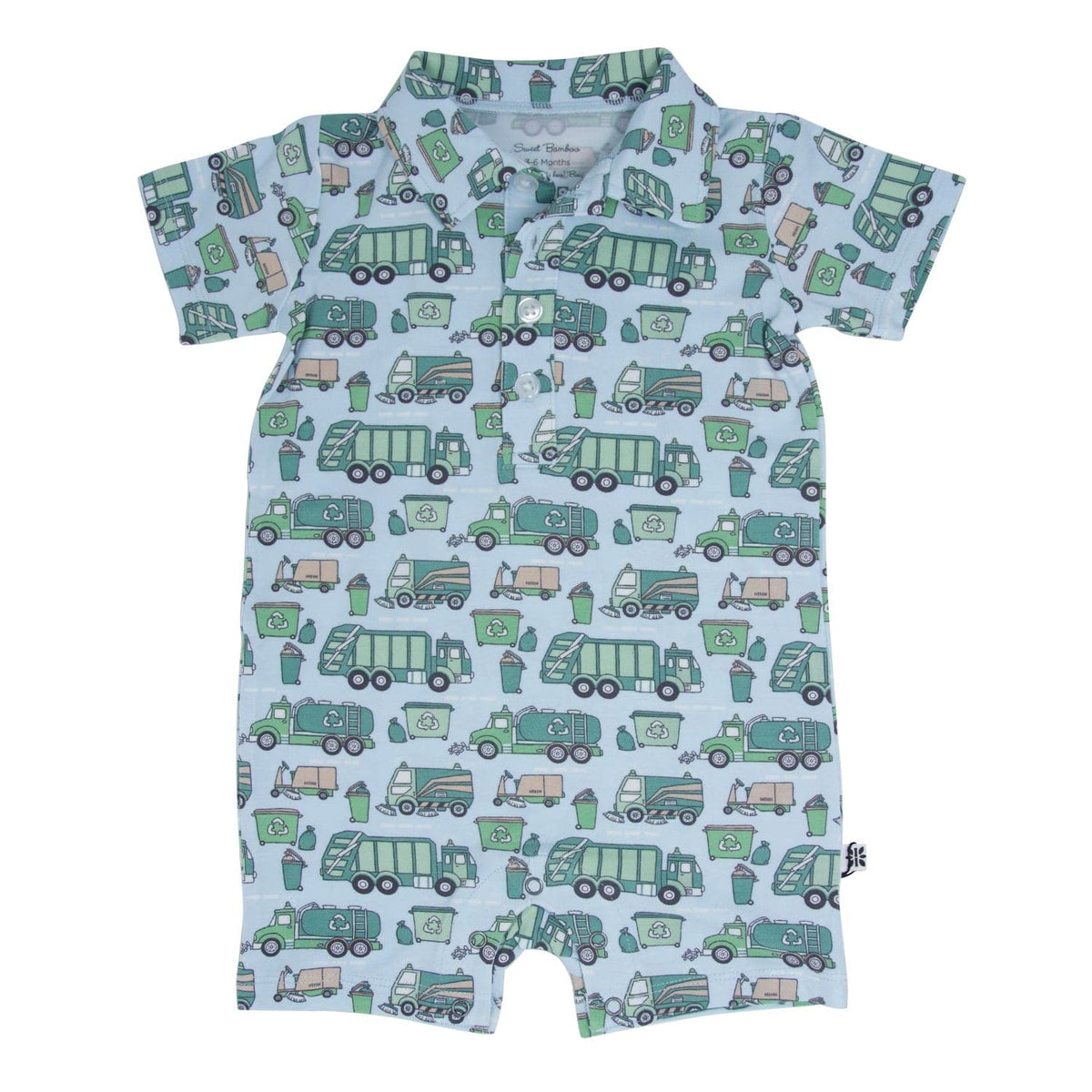 Sweet Bamboo Sweet Bamboo Polo Romper Reduce Reuse Recycle - Little Miss Muffin Children & Home
