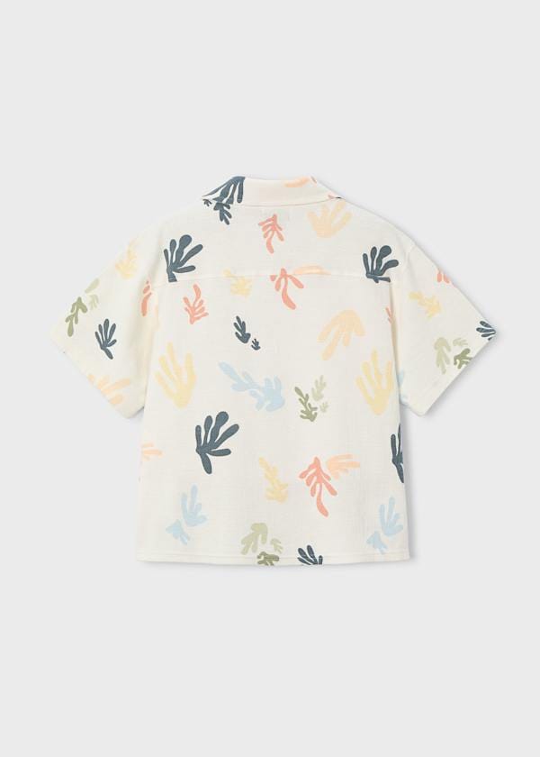 Printed Button Up Shirt in Cream