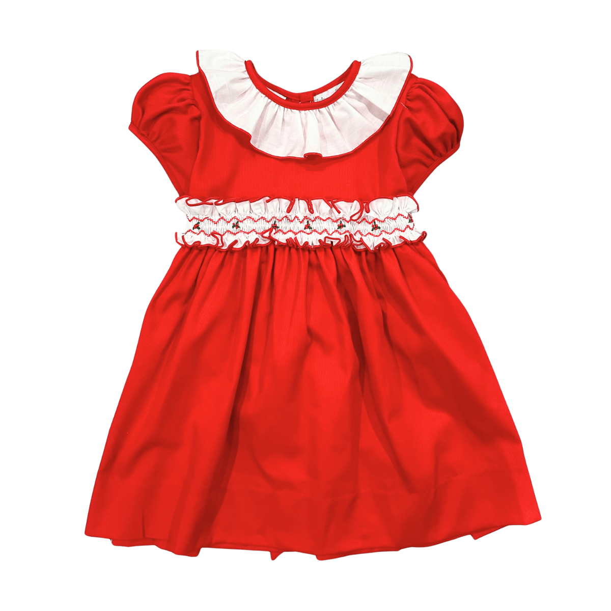 girls red smocked christmas dress