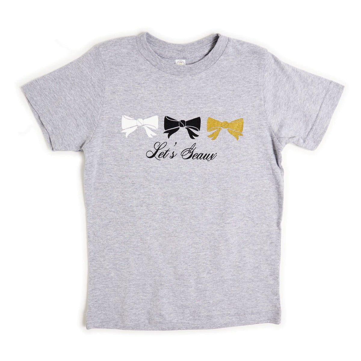 Saints Let's Geaux bow tee for kids