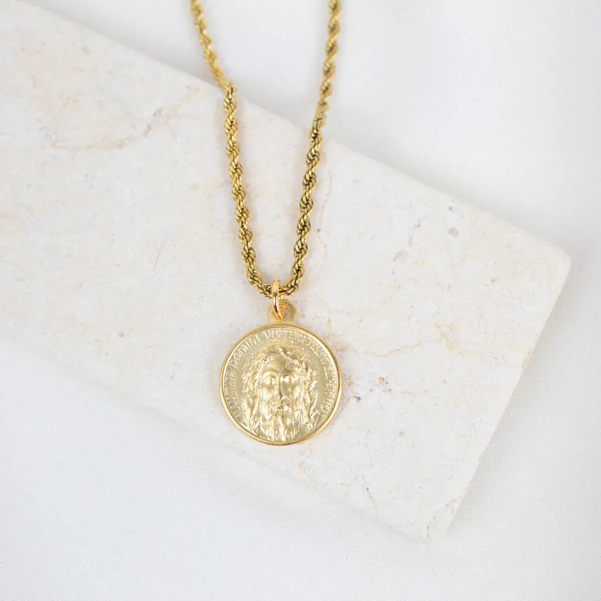 My Saint My Hero Seek Him Necklace, 18K Gold Plated on Rope Chain - Little Miss Muffin Children & Home