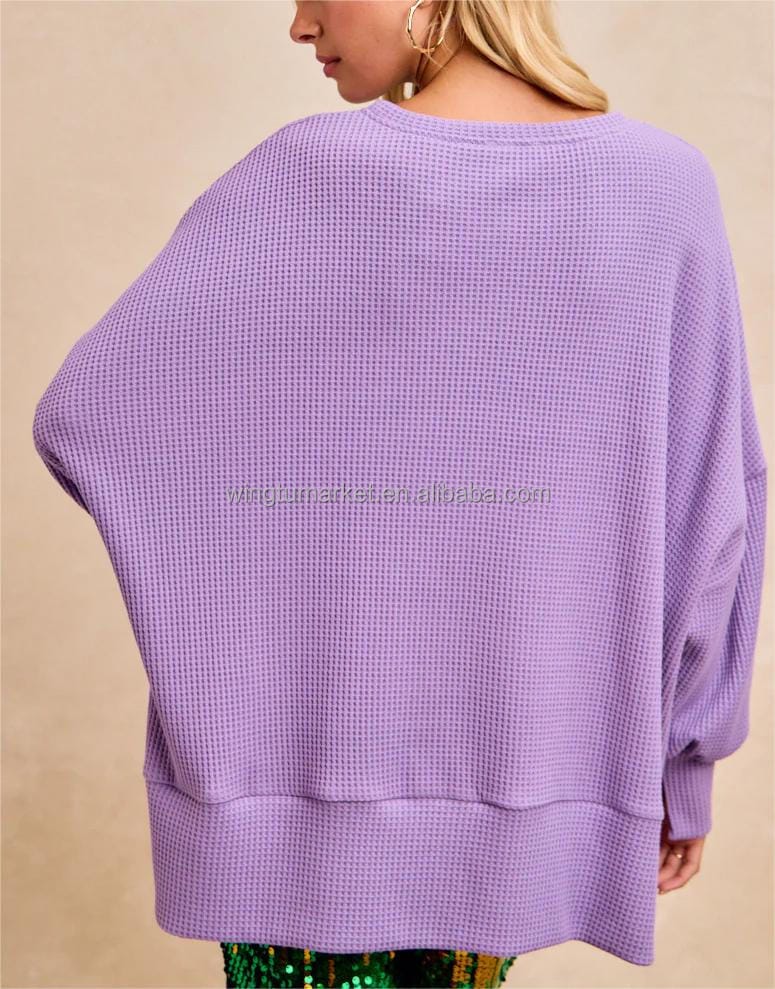 back of mardi gras purple crown pull over