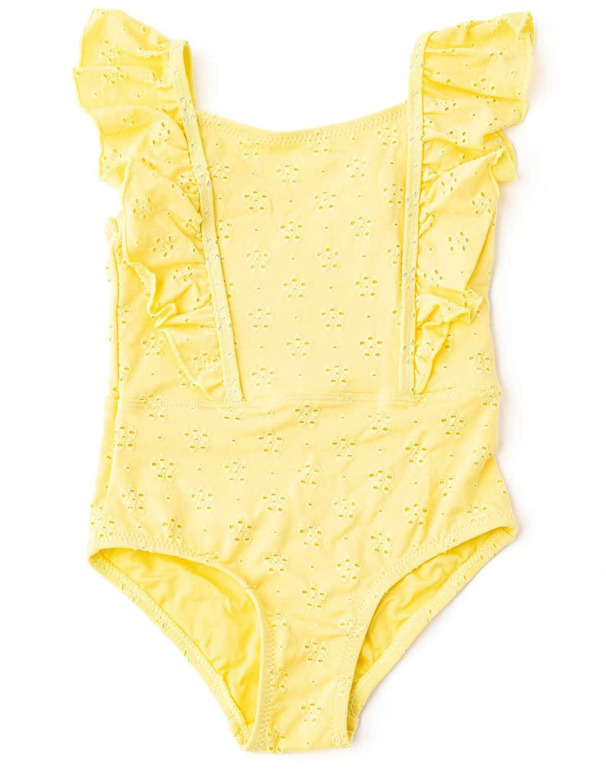 Butter Yellow Eyelet Ruffle Shoulder 1pc