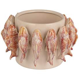 Creative Co-op Reactive Glaze Stoneware Planter with 3D Fish (Holds 4" Pot) (Each One Will Vary) - Little Miss Muffin Children & Home