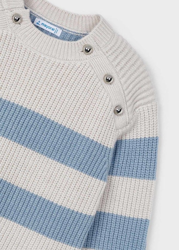 Mayoral Usa Inc Mayoral Striped Knit Dress for Girls in Sky Blue - Little Miss Muffin Children & Home