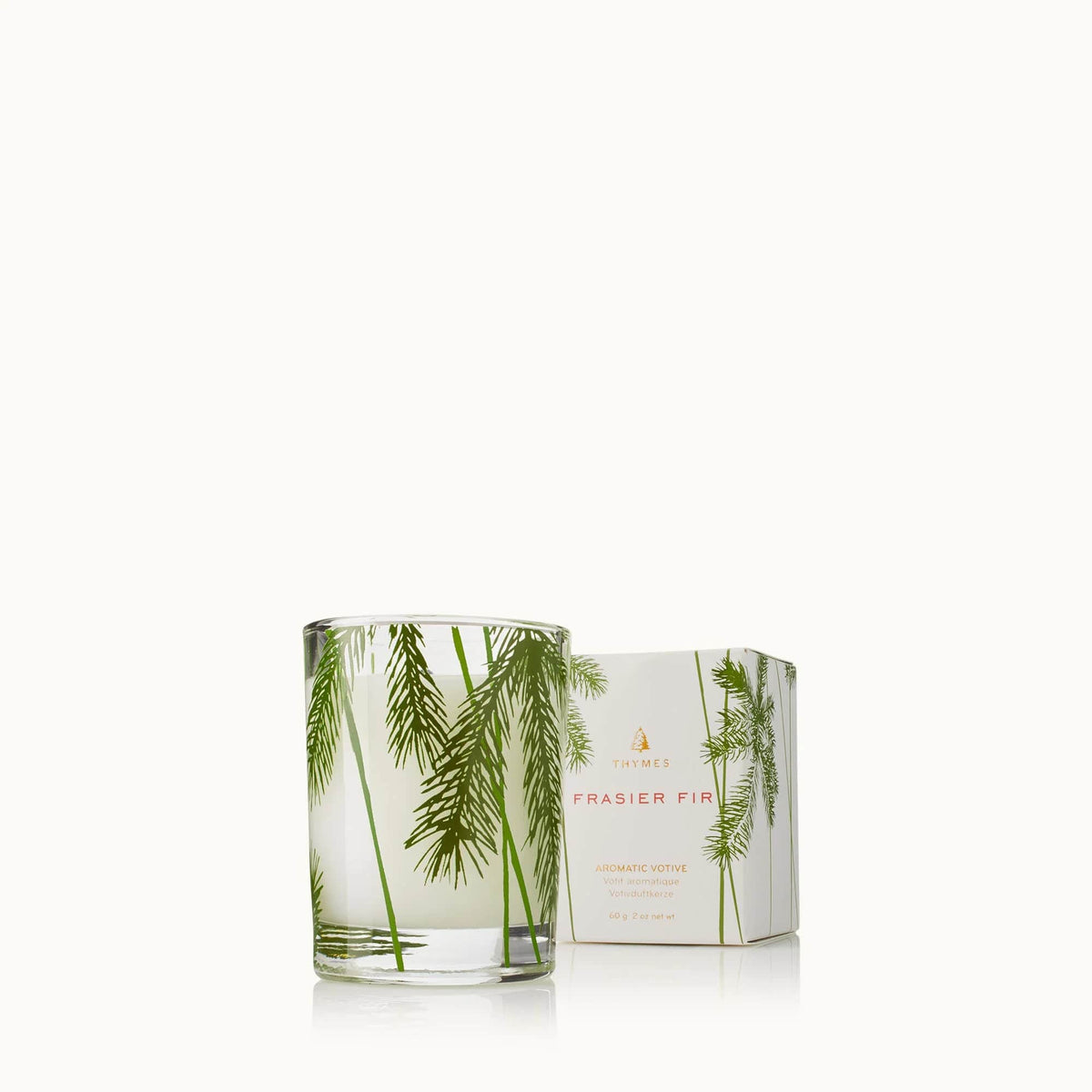 Thymes Frasier Fir Votive Candle, Pine Needle Design, alternate view 2