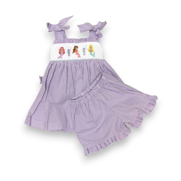 Lulu Bebe Mermaid Smocked Julia Short Set - Little Miss Muffin Children & Home
