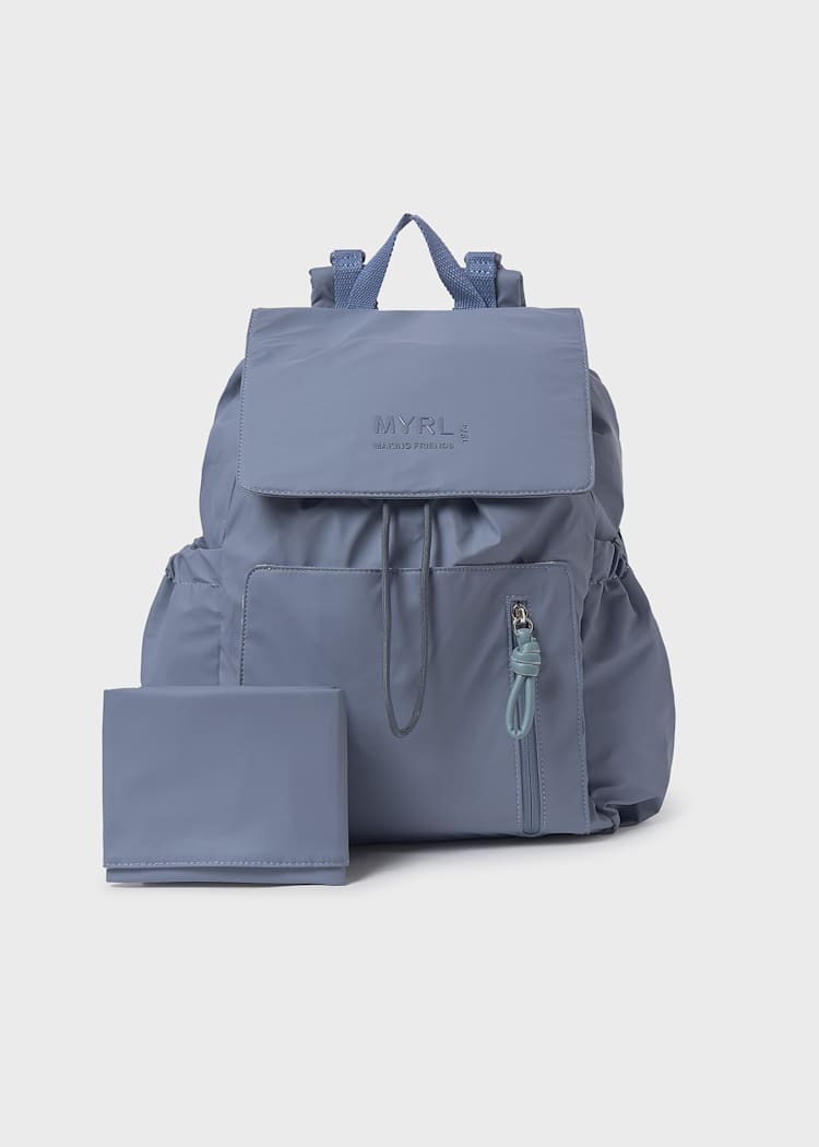 Waterproof Diaper Bag with Changing Mat in Stone Blue