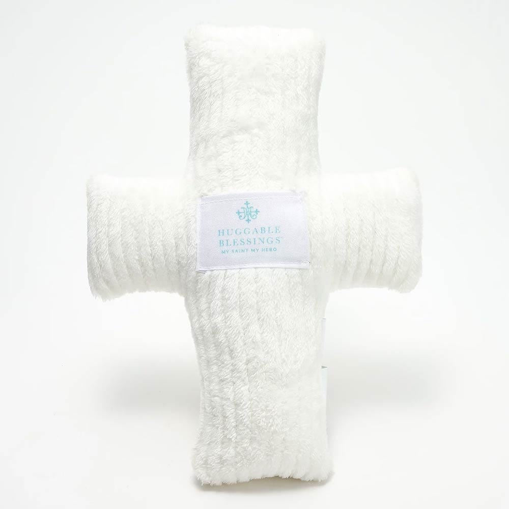 My Saint My Hero Huggable Prayer Pillow, White Cross - Little Miss Muffin Children & Home
