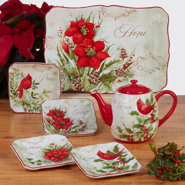 winters medley plates with cardinals