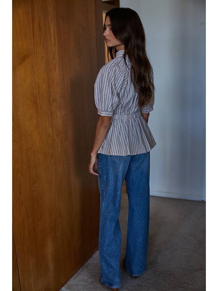 womens button up striped top