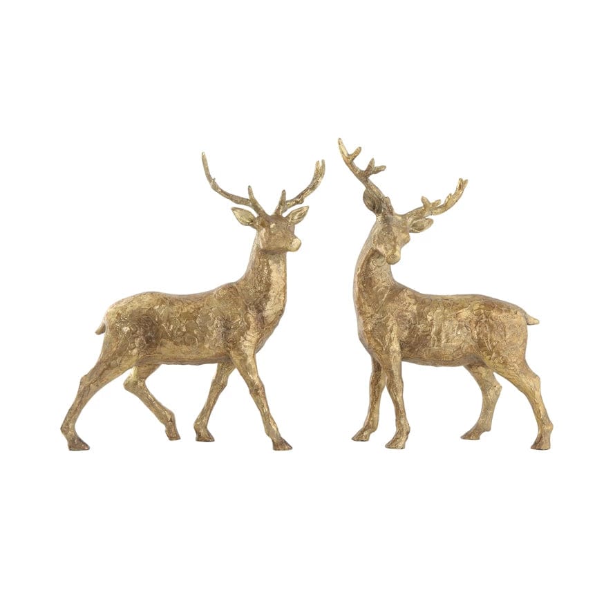 Creative Co-op Creative Co-op 13.75"H - 14.5"H Resin Standing Deer, Gold, 2 Styles - Little Miss Muffin Children & Home