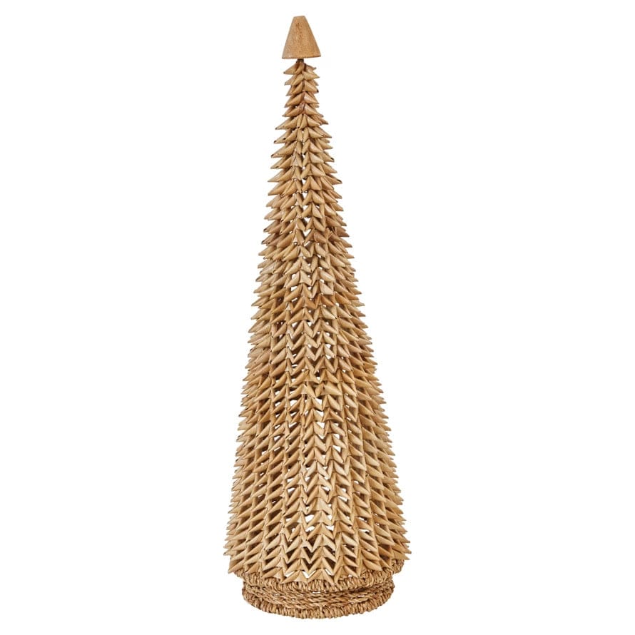 Creative Co-op Creative Co-op Handmade Buri Palm Cone Tree with Wood Bead, Natural - Little Miss Muffin Children & Home