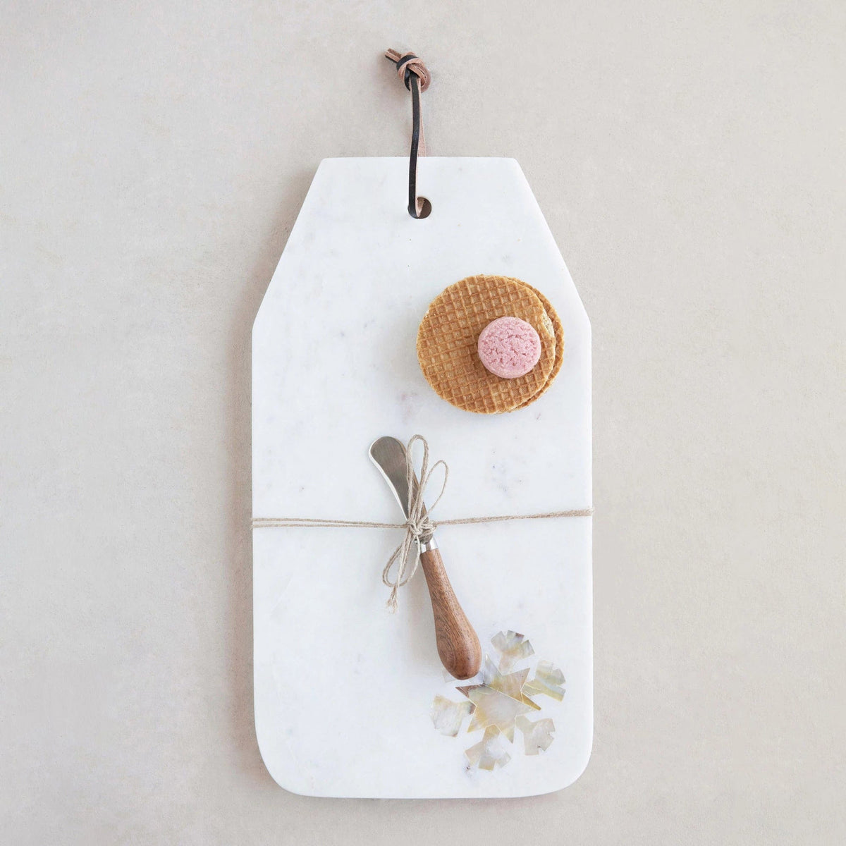 Creative Co-Op Creative Co-op Marble Cheese Board with Snowflake Inlay & Canape Knife - Little Miss Muffin Children & Home