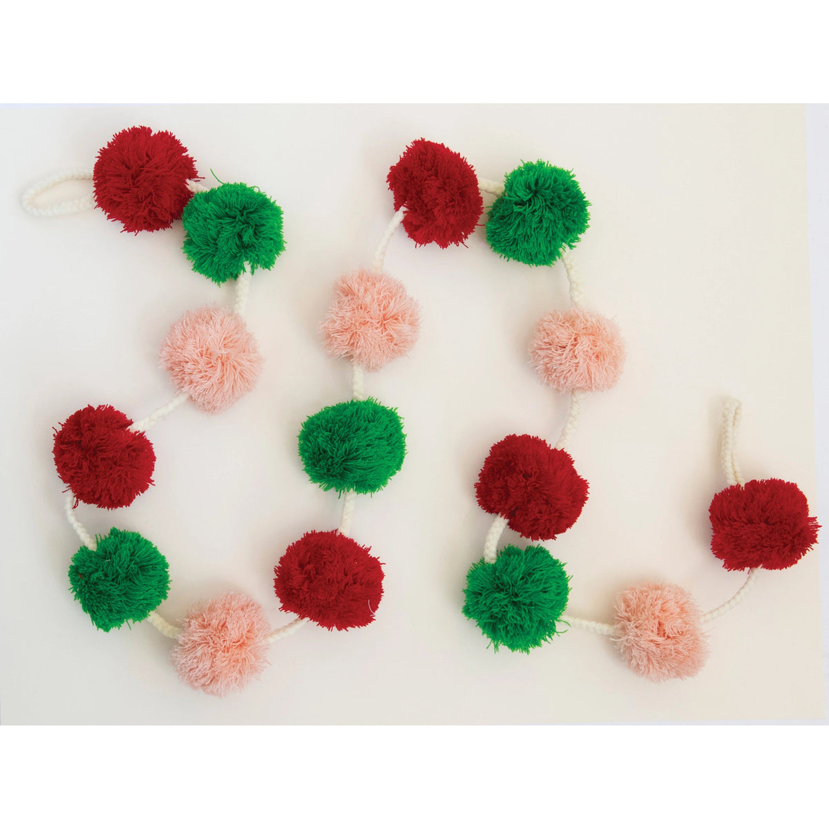 Creative Co-op Creative Co-op 72"L Wool Felt Pom Pom Garland, Pink, Red and Green - Little Miss Muffin Children & Home