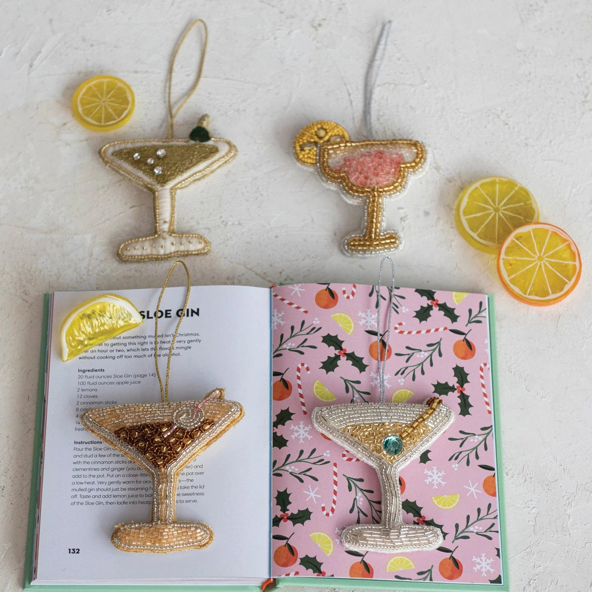 Creative Co-Op Creative Co-Op Beaded Fabric Cocktail Ornament - Little Miss Muffin Children & Home