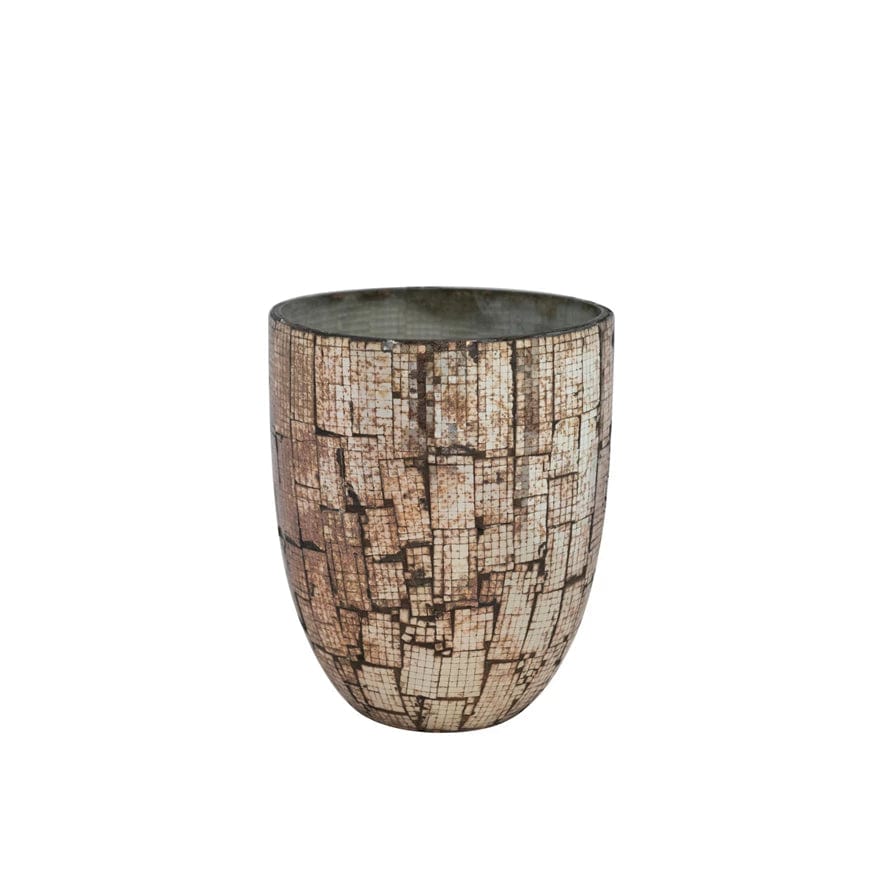 Creative Co-Op Creative Co-op Mosaic Glass Vase Oxidized Pewter Finish - Little Miss Muffin Children & Home