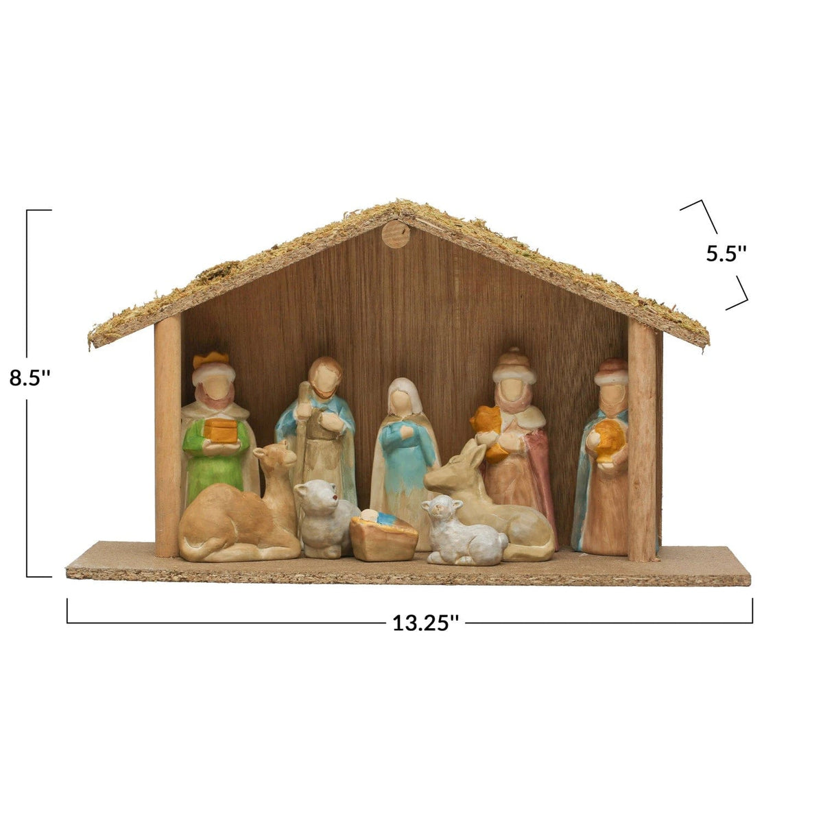 Creative Co-Op Creative Co-op Wood Creche with Nativity - Little Miss Muffin Children & Home