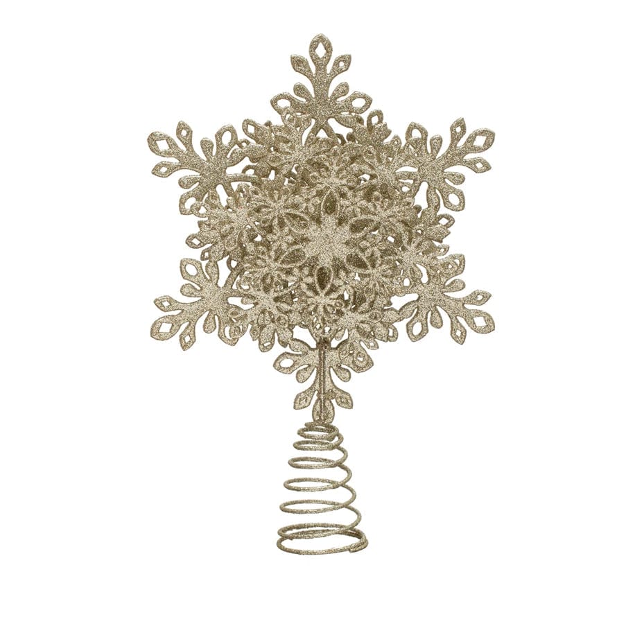 Creative Co-op Creative Co-op Glitter Snowflake Tree Topper, Champagne Finish - Little Miss Muffin Children & Home