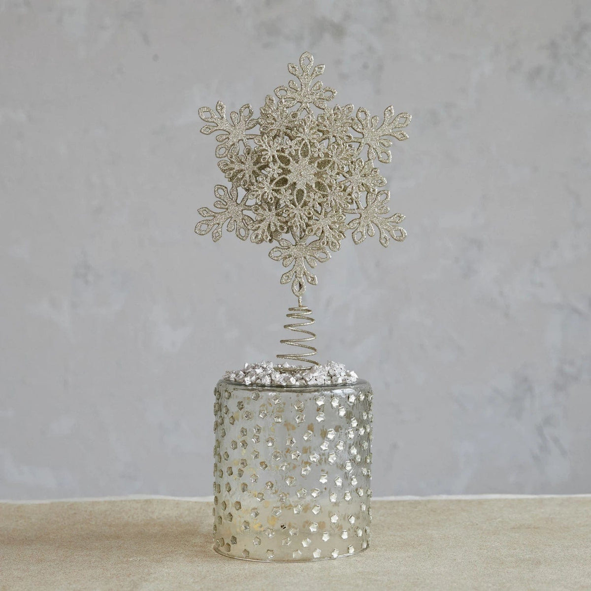 Creative Co-op Creative Co-op Glitter Snowflake Tree Topper, Champagne Finish - Little Miss Muffin Children & Home