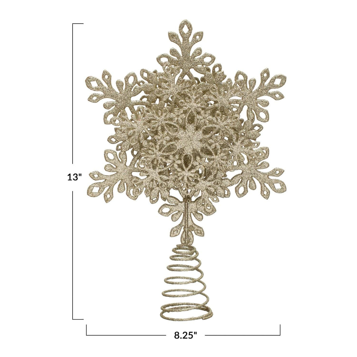Creative Co-op Creative Co-op Glitter Snowflake Tree Topper, Champagne Finish - Little Miss Muffin Children & Home