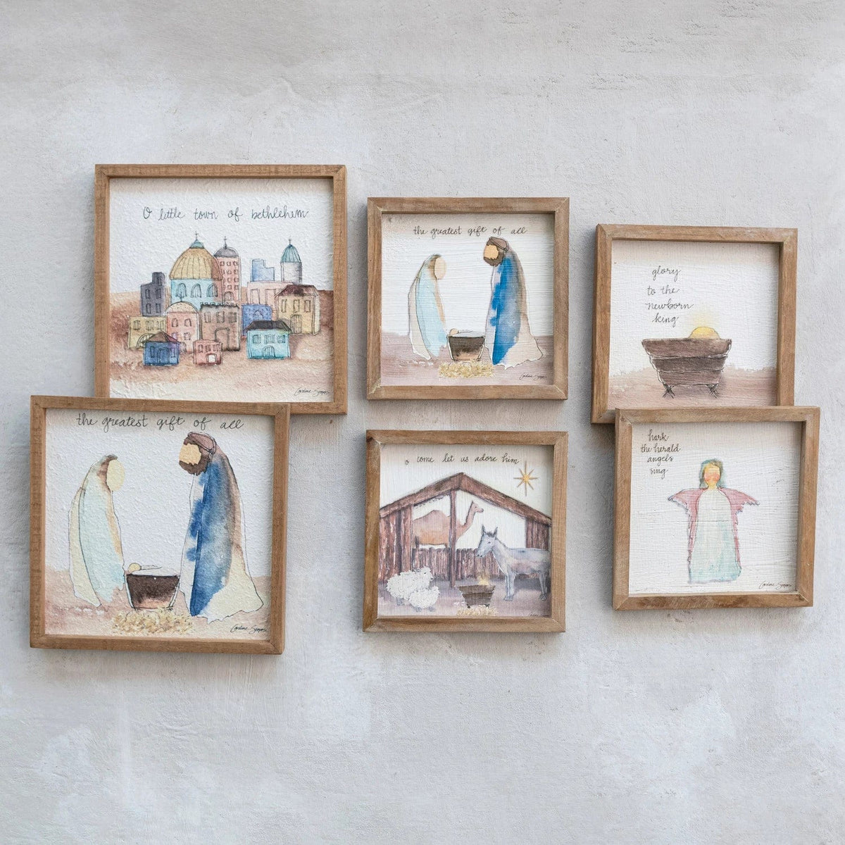Creative Co-Op Creative Co-op Square Fir Wood Framed Wall Decor with Christmas Saying & Scene - Little Miss Muffin Children & Home