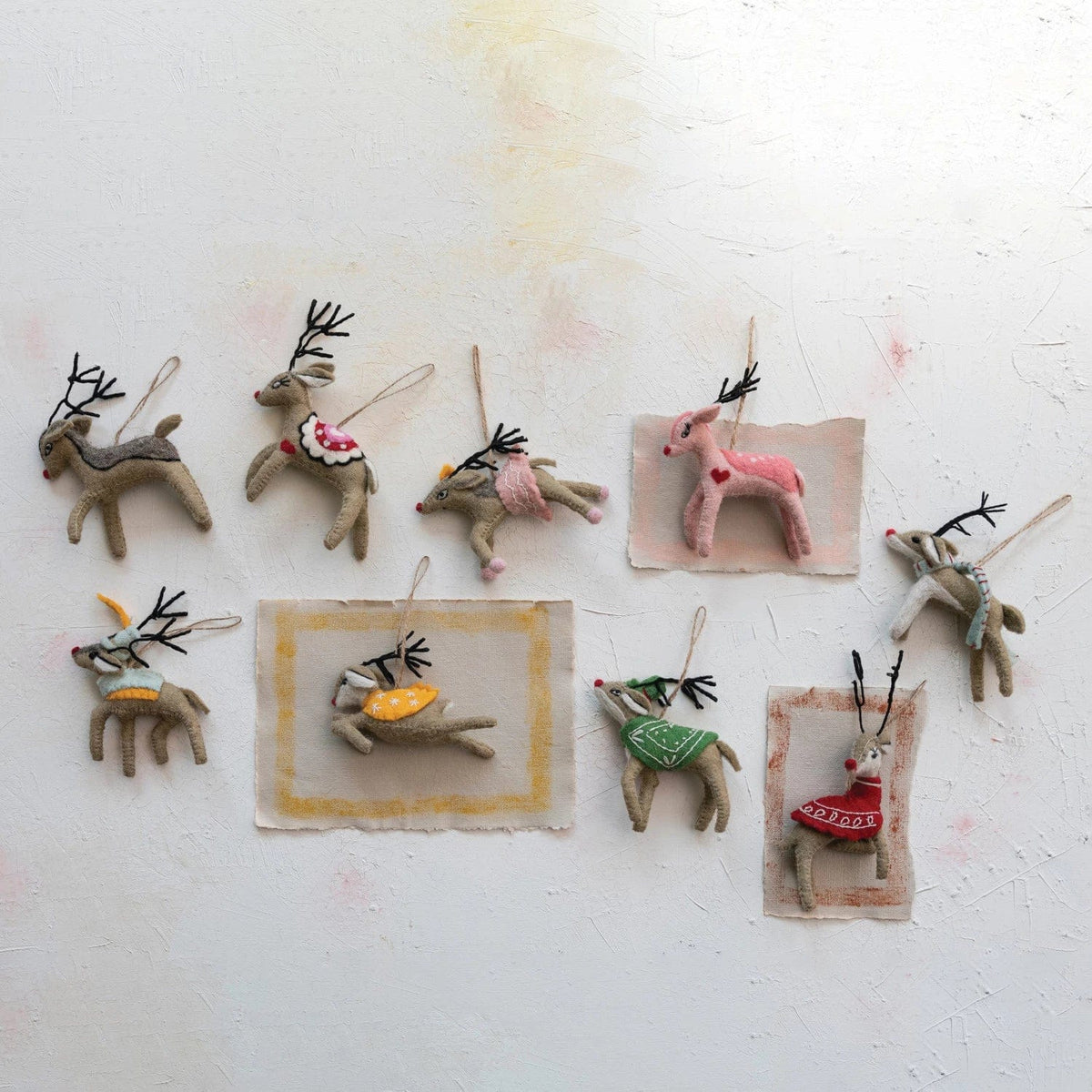Creative Co-Op Creative Co-op Handmade Wool Felt Reindeer Ornaments - Little Miss Muffin Children & Home