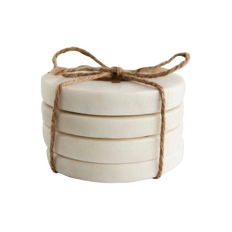 Creative Co-op Creative Co-op 4" Round Marble Coasters with Brass Tree Inlay, S/4 - Little Miss Muffin Children & Home