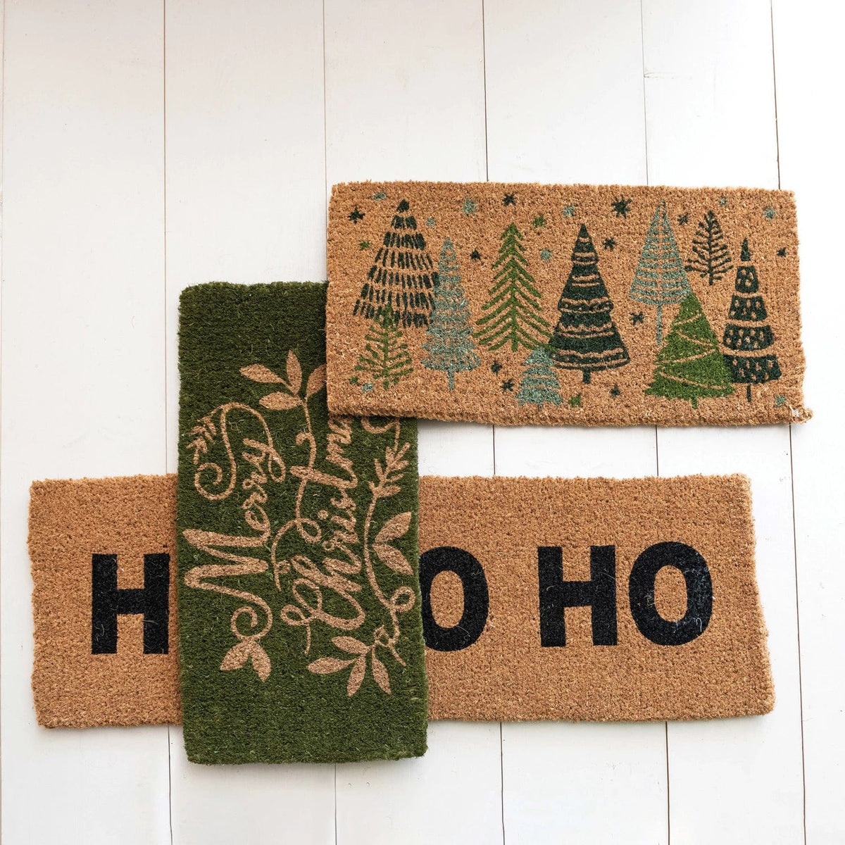 Creative Co-op Creative Co-op Natural Coir Doormat "Merry Christmas", Green - Little Miss Muffin Children & Home