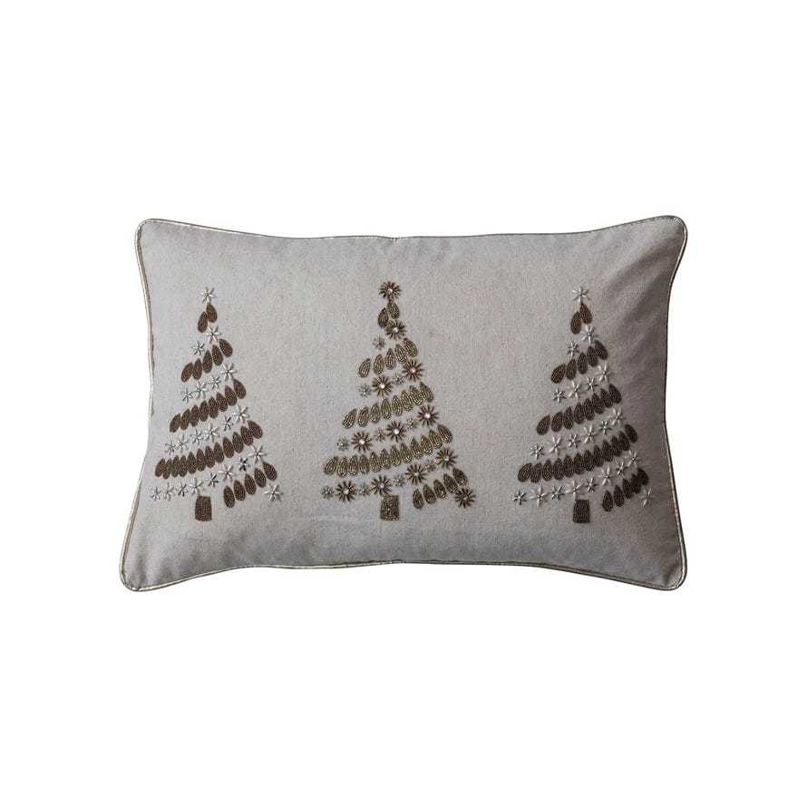 Creative Co-op Creative Co-op 24"L x 16"H 24"Lx16"H Cotton Lumbar Pillow w Christmas Trees, Brown & Gold - Little Miss Muffin Children & Home