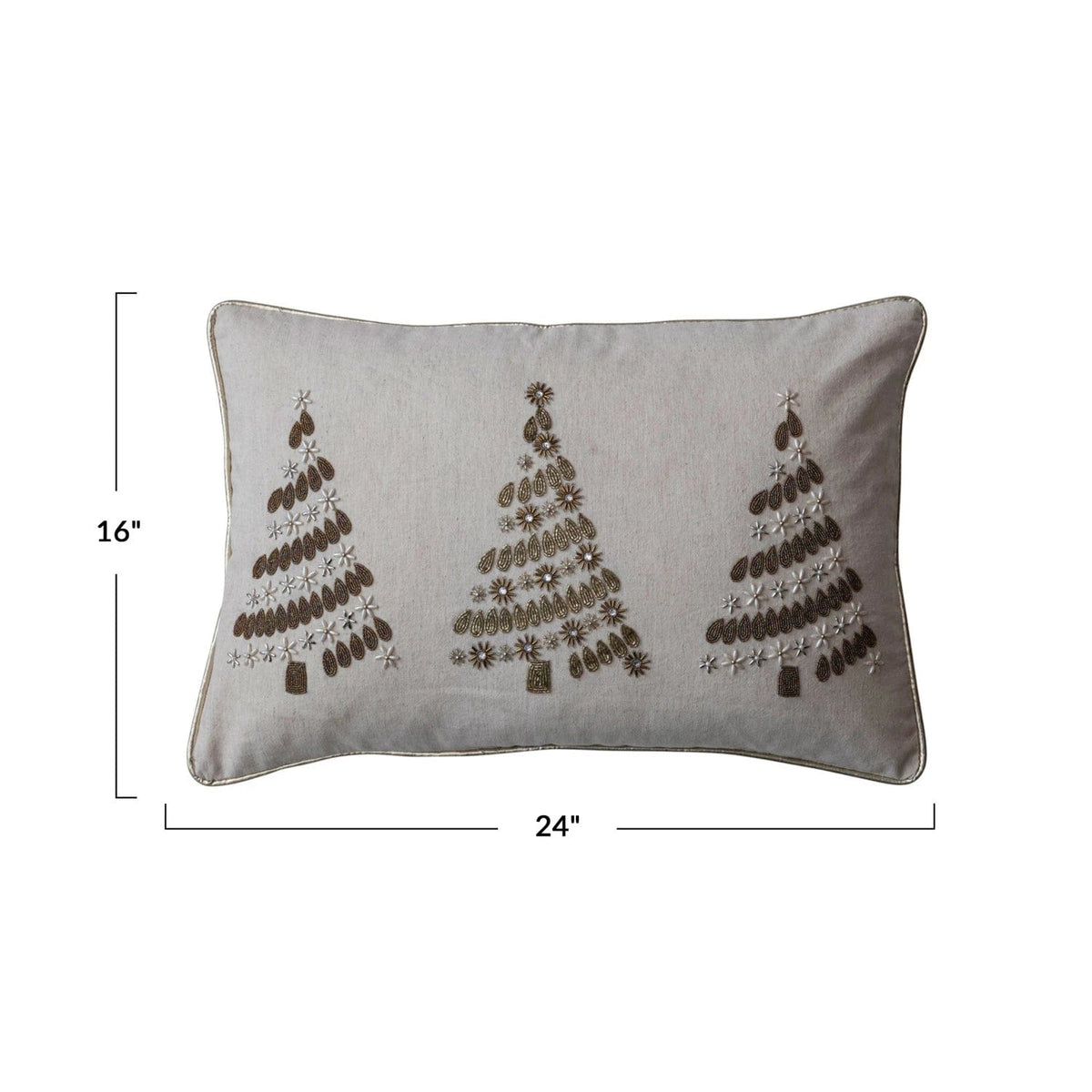 Creative Co-op Creative Co-op 24"L x 16"H 24"Lx16"H Cotton Lumbar Pillow w Christmas Trees, Brown & Gold - Little Miss Muffin Children & Home