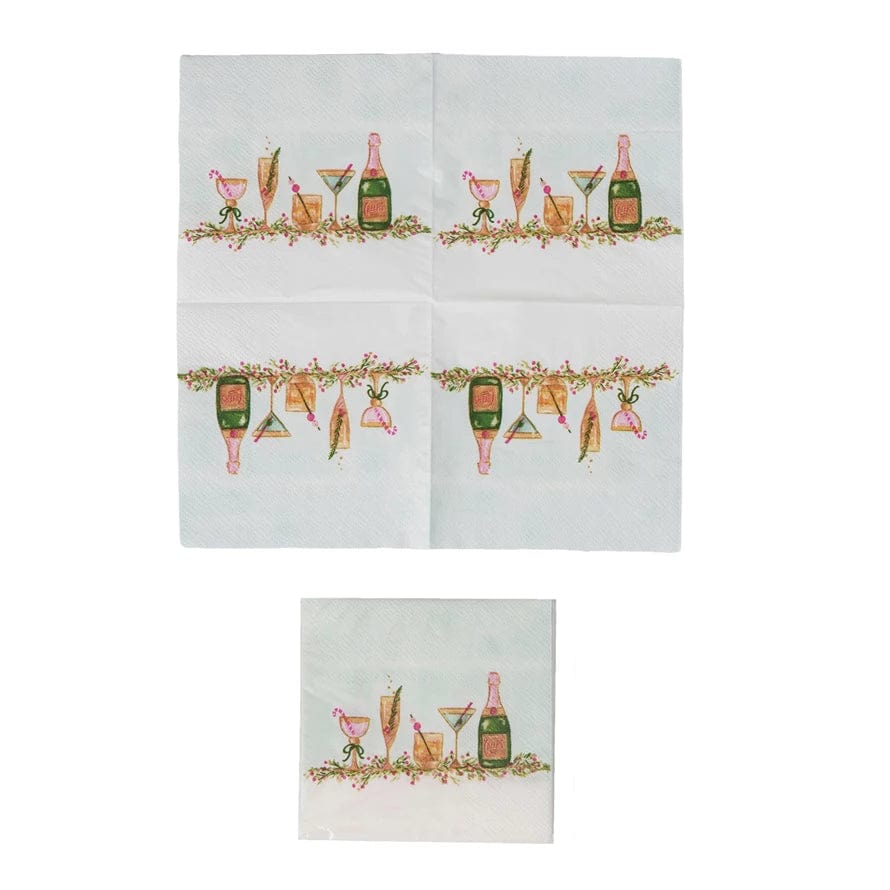 Creative Co-op Creative Co-op Paper Cocktail Napkins with Holiday Cocktails, 50 Pack - Little Miss Muffin Children & Home