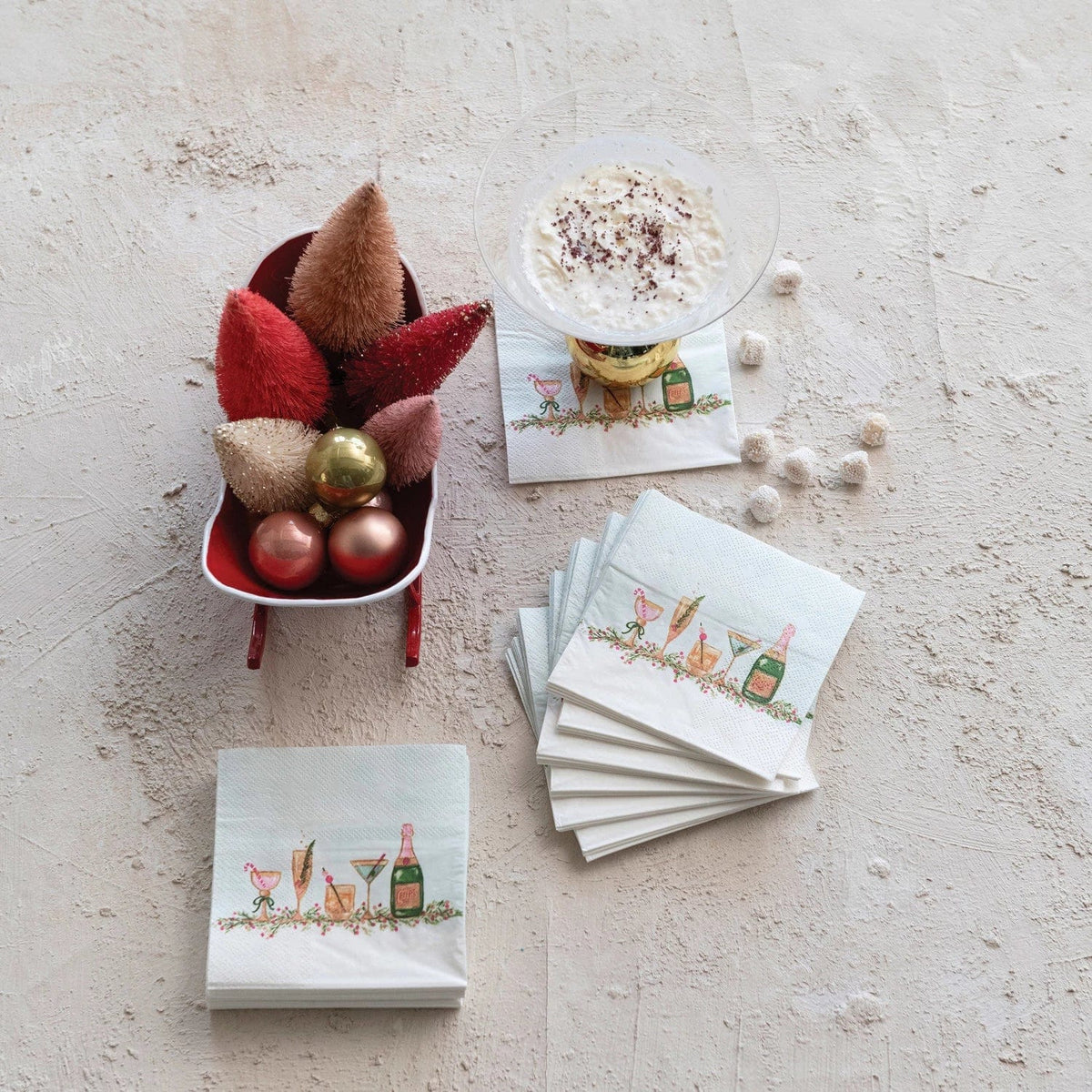 Creative Co-op Creative Co-op Paper Cocktail Napkins with Holiday Cocktails, 50 Pack - Little Miss Muffin Children & Home