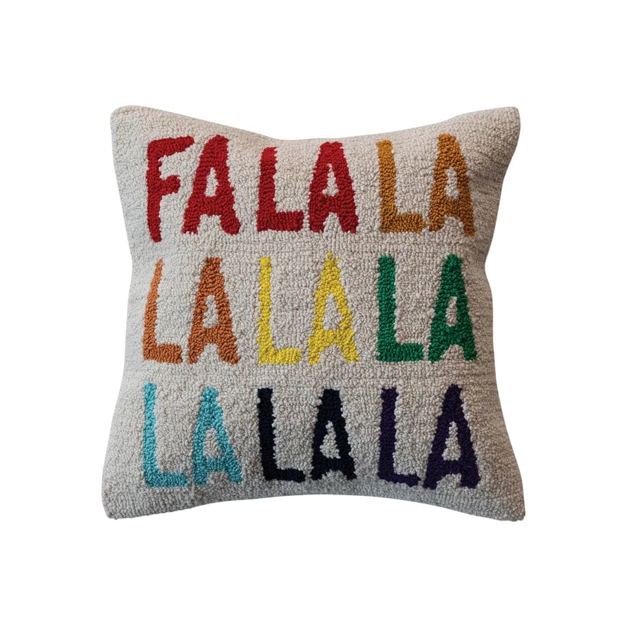 Creative Co-op Creative Co-op 18" Square Cotton Tufted Pillow "FALALALALALALALALA", Multi Color - Little Miss Muffin Children & Home