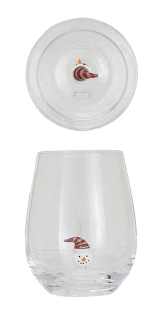 Creative Co-op Stemless Wine Glass 12oz, with Holiday Figure Inside, 8 Styles Available - Little Miss Muffin Children & Home