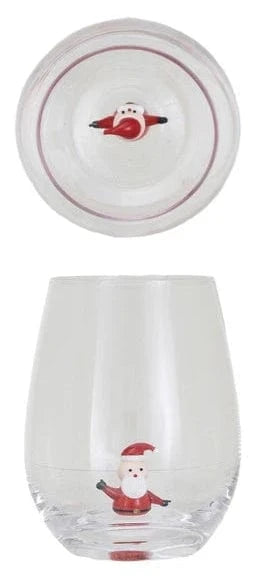 Creative Co-op Stemless Wine Glass 12oz, with Holiday Figure Inside, 8 Styles Available - Little Miss Muffin Children & Home