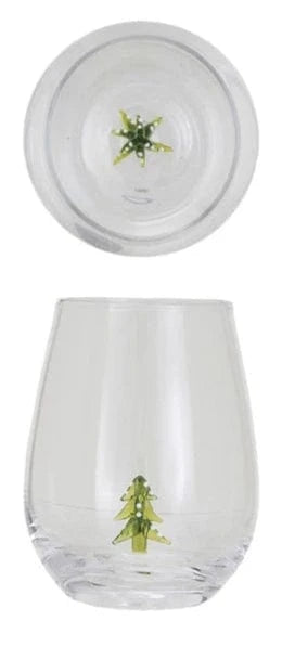 Creative Co-op Stemless Wine Glass 12oz, with Holiday Figure Inside, 8 Styles Available - Little Miss Muffin Children & Home