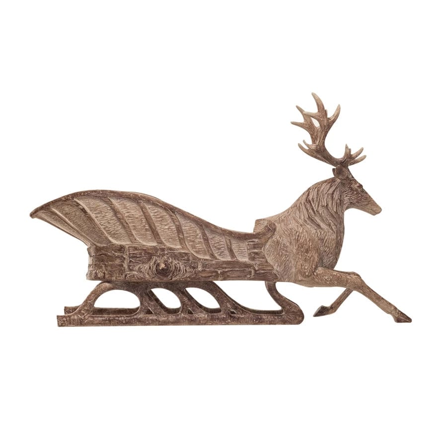 Creative Co-op Creative Co-op Resin Reindeer Sleigh, Wood Finish - Little Miss Muffin Children & Home