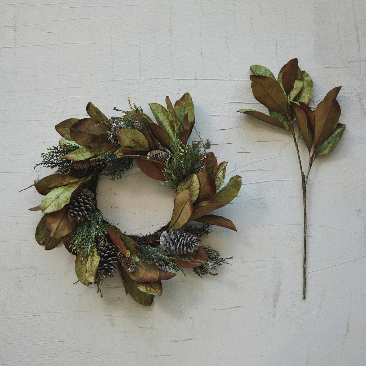 Creative Co-op Creative Co-op Faux Magnolia & Juniper Wreath with Pinecones - Little Miss Muffin Children & Home