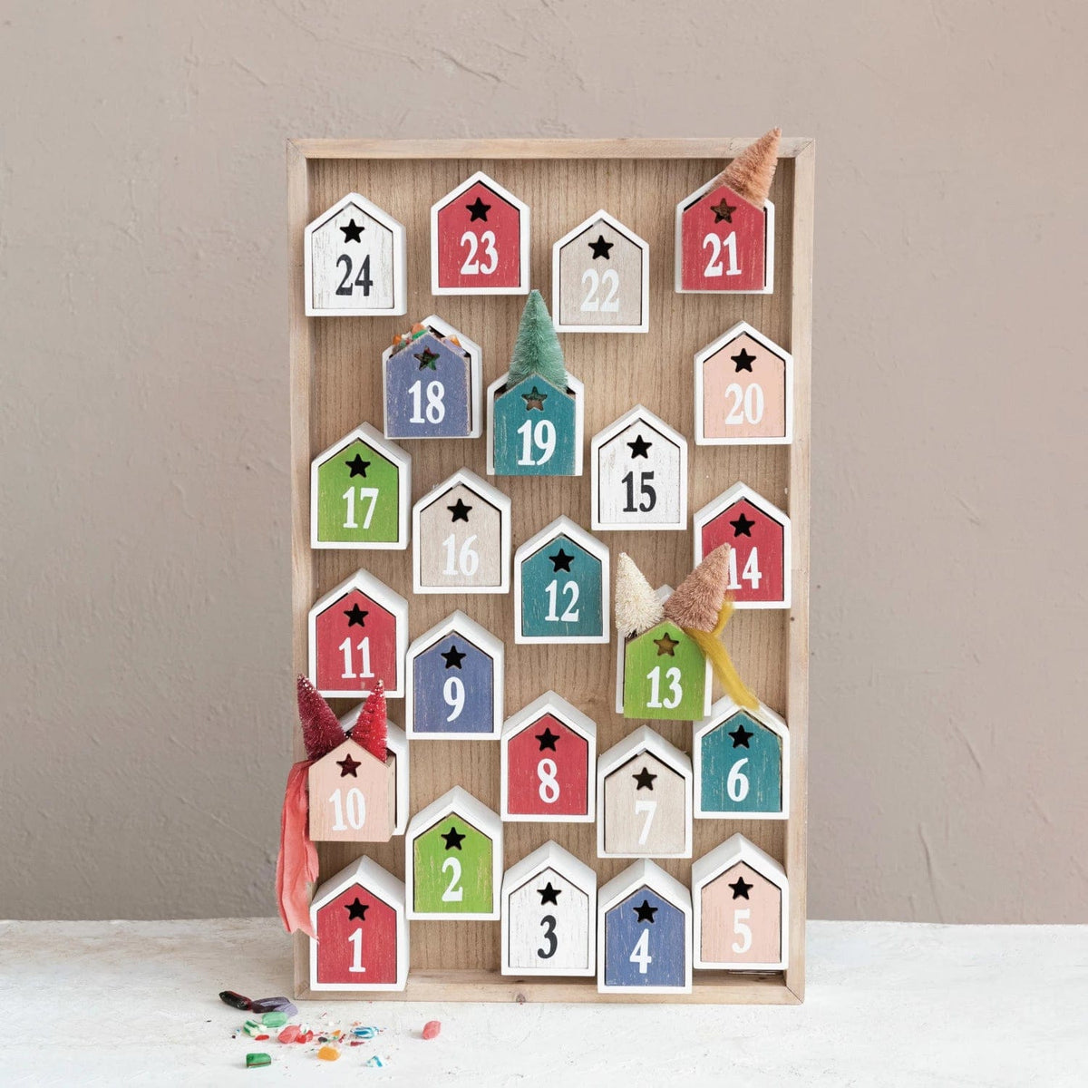 Creative Co-op Creative Co-op Advent Calendar with 24 House Shaped Drawers - Little Miss Muffin Children & Home
