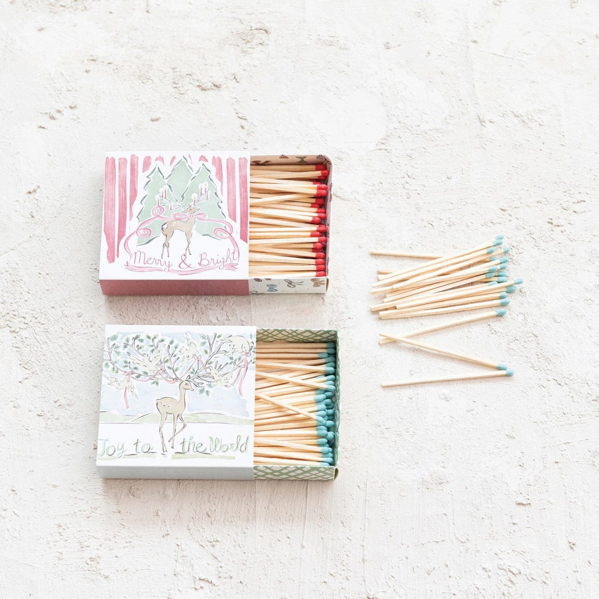 Creative Co-op Creative Co-op Safety Matches in Matchbox with Reindeer & Holiday Saying, 2 Styles - Little Miss Muffin Children & Home