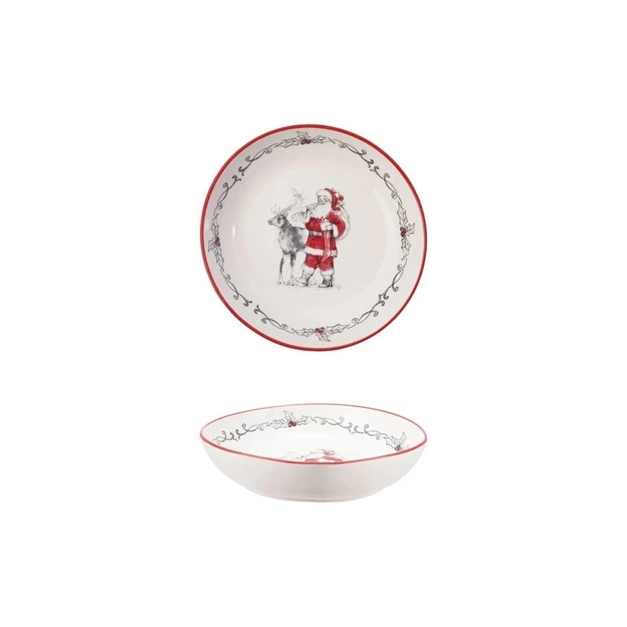 santa and reindeer christmas bowl