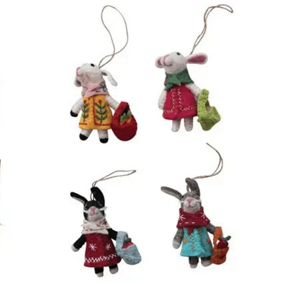 Creative Co-op Handmade Wool Felt Bunny 4" Ornament In Book Shaped Box, 4 Styles - Little Miss Muffin Children & Home
